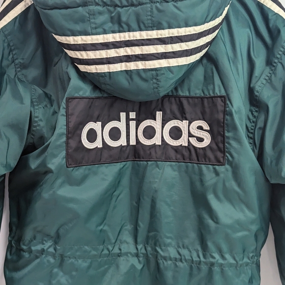 Vintage Adidas Winter Jacket, 90's Adidas 3 Stripe Big Logo Parka Coat - Picture 4 of 15